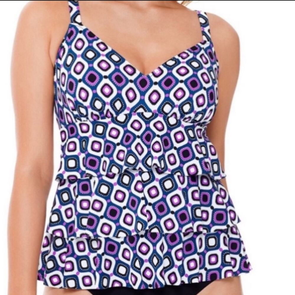 Swim Solution tiered one piece swimsuit Sz 10 - Picture 1 of 7